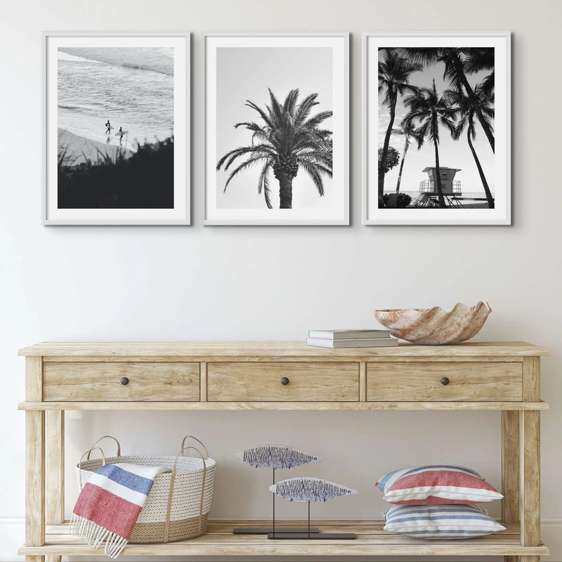 Palm Lookout (Black  White Palm Tree) Beach House Art
