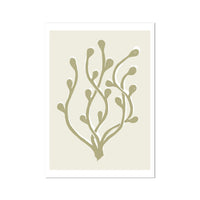 Abstract Neutral Seaweed Art Print No 2 | Coastal Graphic Wall Decor | Handcrafted Lino Cut Design - Unframed