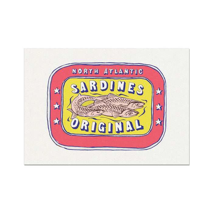 Sardine Painting | Red & Yellow Tin of Sardine Print | Kitchen Art - Unframed