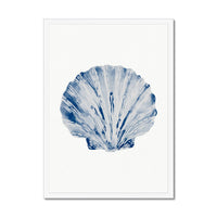 Watercolour Shell Art | Blue Art Scallop Shell Print - Framed