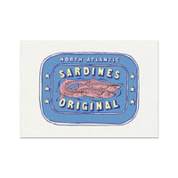 Sardine Painting | Cornish Blue Tin of Sardine Print | Colourful Kitchen Art - Unframed