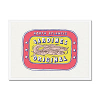 Sardine Tin Painting | Red & Yellow Tin of Sardine Print | Colourful Kitchen Art - Framed