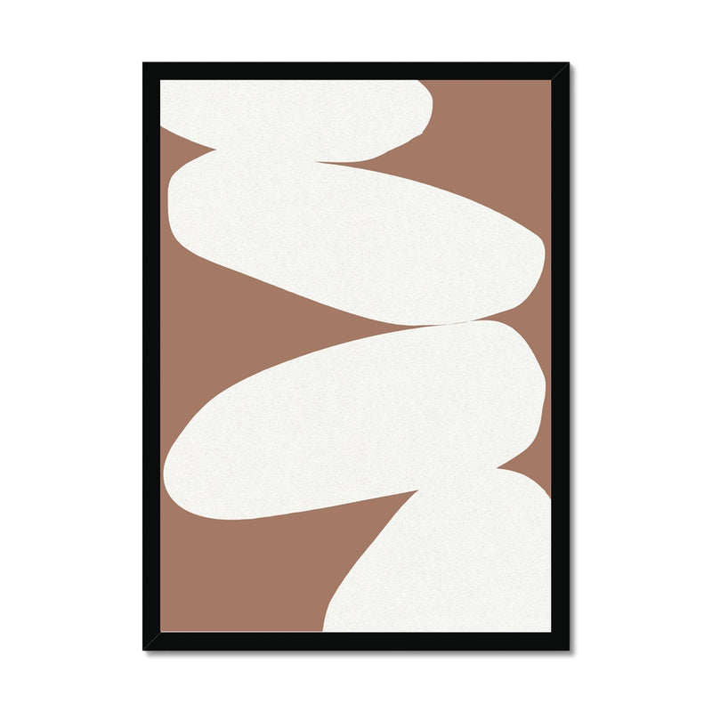 Balancing Stones Mocha No 1 - Abstract Shape Art - Framed