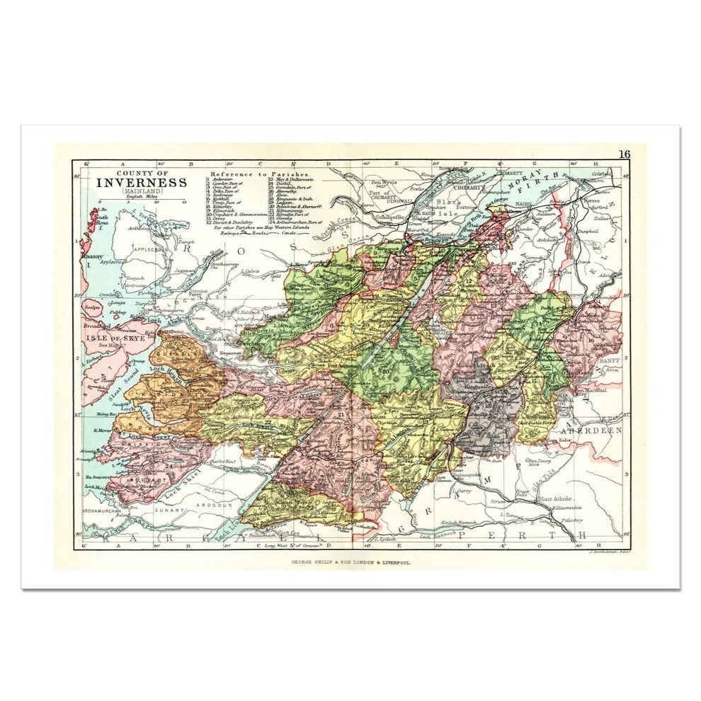 Highlands Map Print | Vintage Highlands Map print - Unframed