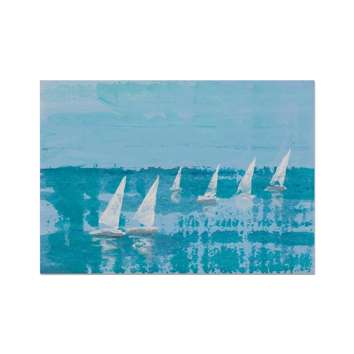 White Sail Regatta | Sailing Painting | Nautical Sailing Regatta Painting  - Unframed