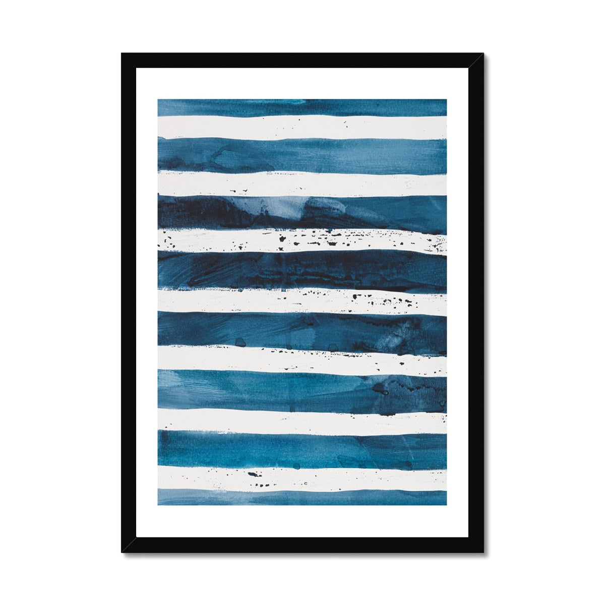 Sea Blue Wave Art 2| Abstract Lines Painting  - Framed