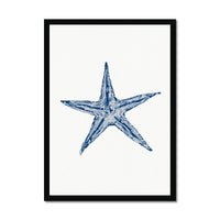 Watercolour Shell Art | Blue Art Starfish Print - Framed