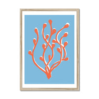 Abstract Colourful Seaweed Art Print No 2 | Coastal Graphic Wall Decor | Handcrafted Lino Cut Design - Framed