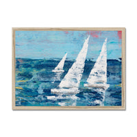 Three White Sails |Sailing Painting | Nautical Sailing Regatta Painting  - Framed