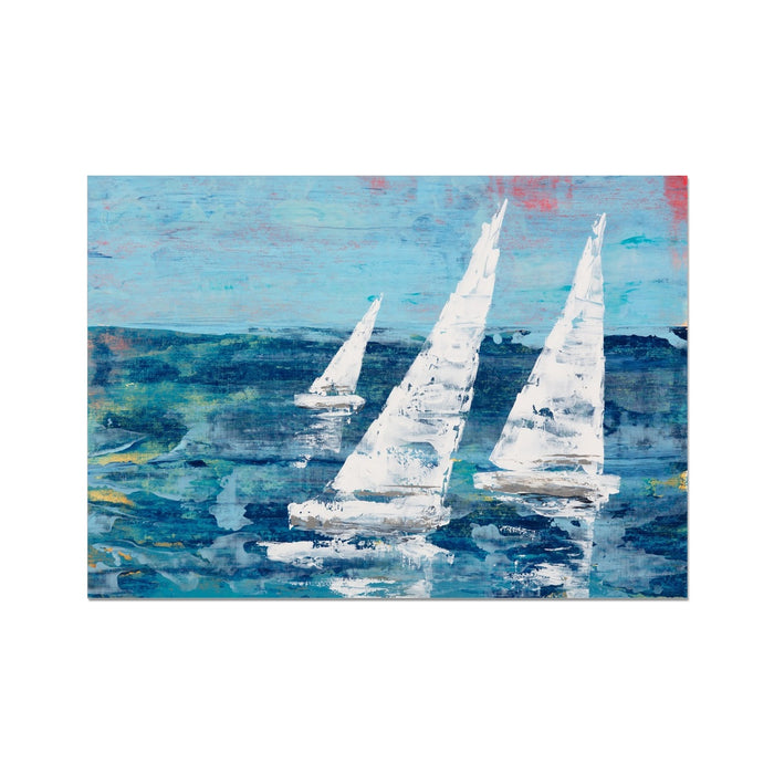 Three White Sails |Sailing Painting | Nautical Sailing Regatta Painting  - Unframed