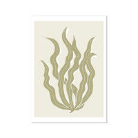 Abstract Neutral Seaweed Art Print No 3 | Coastal Graphic Wall Decor | Handcrafted Lino Cut Design - Unframed