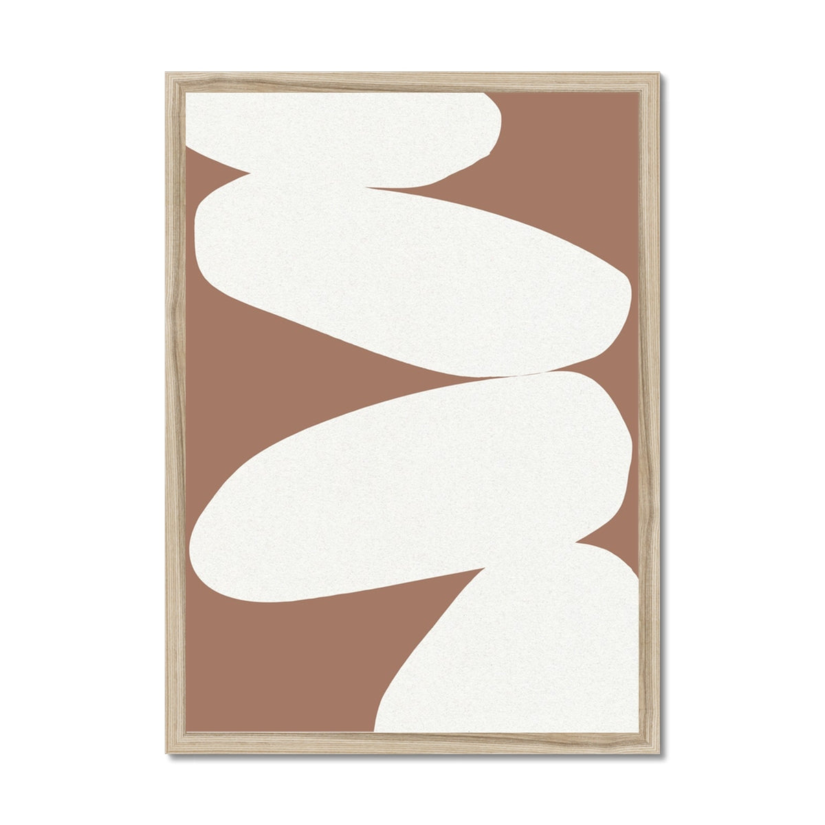 Balancing Stones Mocha No 1 - Abstract Shape Art - Framed