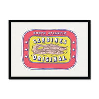 Sardine Tin Painting | Red & Yellow Tin of Sardine Print | Colourful Kitchen Art - Framed