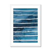 Sea Blue Wave Art 1 | Abstract Lines Painting - Framed