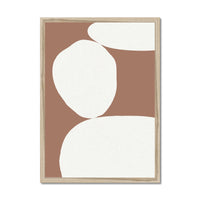 Balancing Stones Mocha No 3 - Abstract Shape Art - Framed