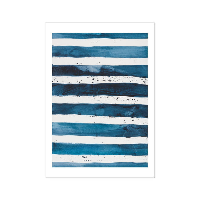 Sea Blue Wave Art 2 | Abstract Lines Painting - Unframed