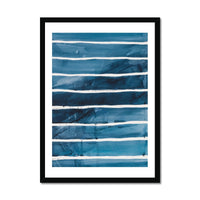 Sea Blue Wave Art 1 | Abstract Lines Painting - Framed