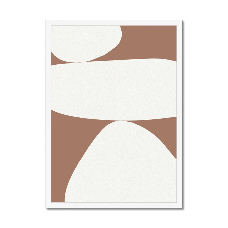 Balancing Stones Mocha No 2 - Abstract Shape Art - Framed