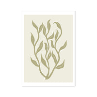 Abstract Neutral Seaweed Art Print No 1 | Coastal Graphic Wall Decor | Handcrafted Lino Cut Design - Unframed