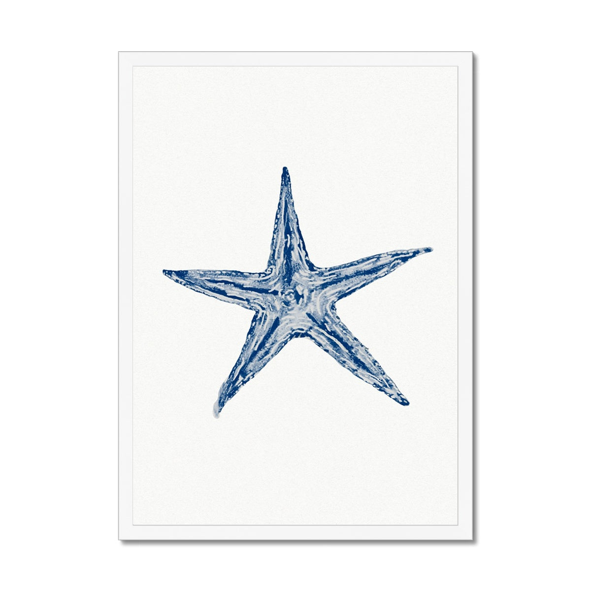 Watercolour Shell Art | Blue Art Starfish Print - Framed