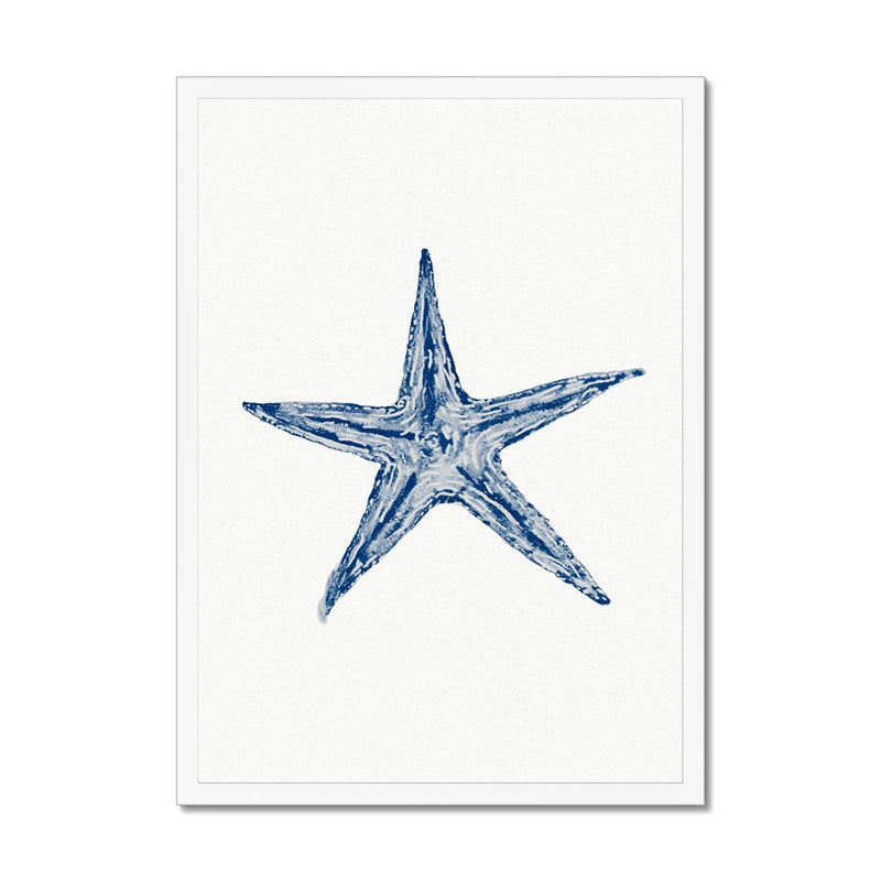 Watercolour Shell Art | Blue Art Starfish Print - Framed