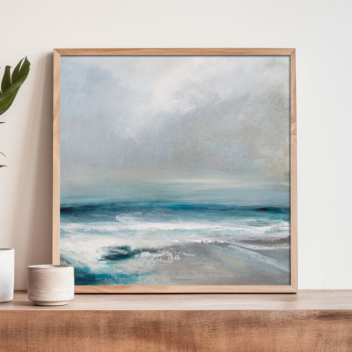 Abstract Aquamarine | Coastal Visions Sea Painting Print - Framed Print - beach painting