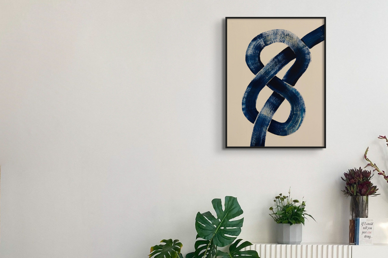 Abstract line art print for fathers day - blue abstract wall art