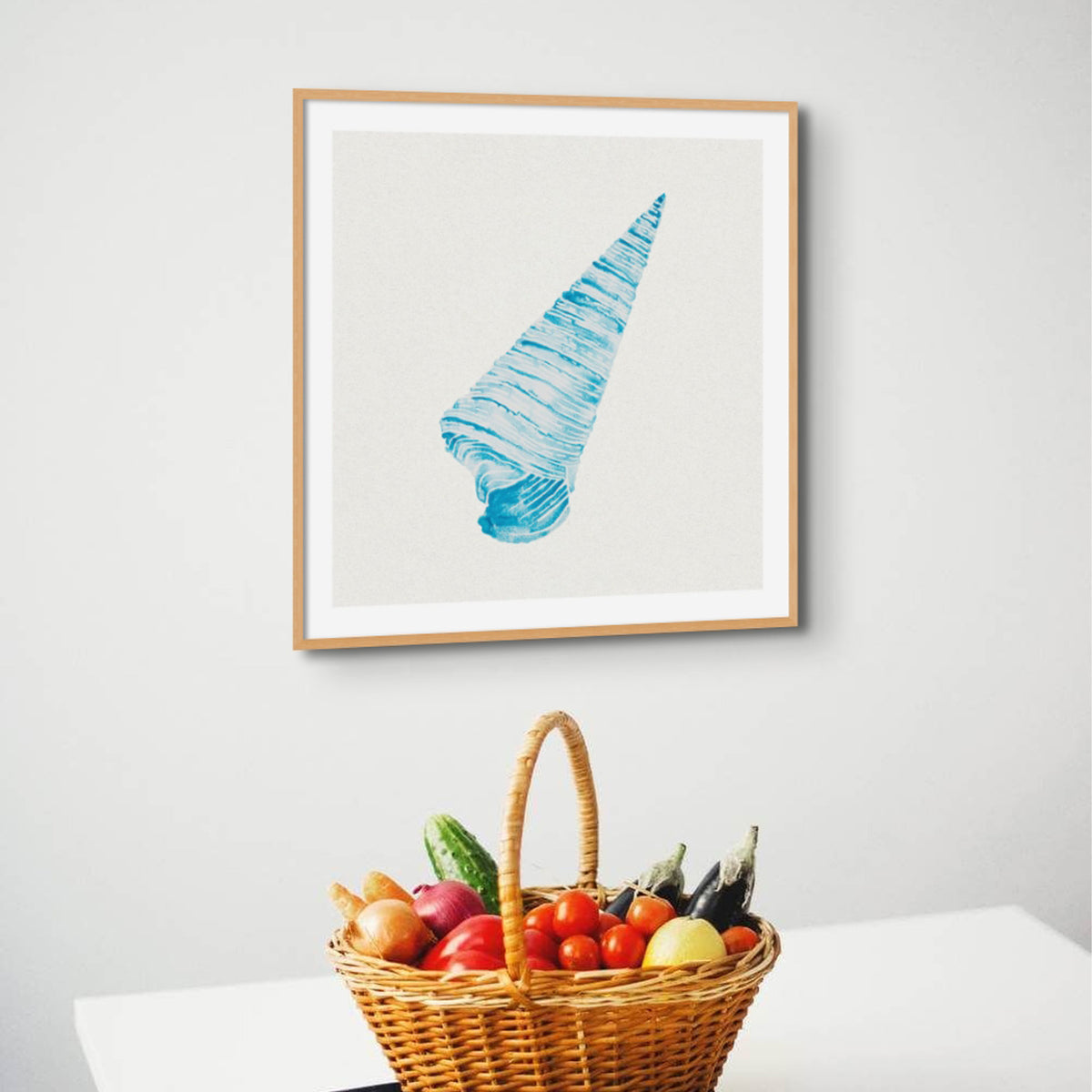 Aqua Watercolour Cone Shell Painting | Shell Print Wall Art - Unframed Art Print