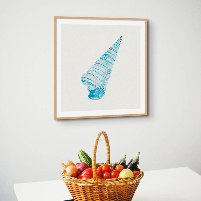 Aqua Watercolour Cone Shell Painting | Shell Print Wall Art - Unframed Art Print