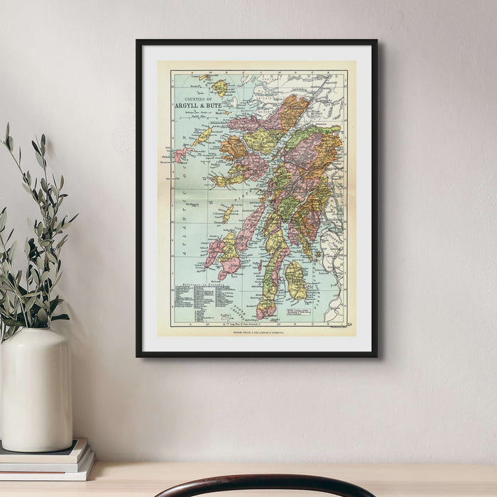 Argyll and Bute Map Print - Framed