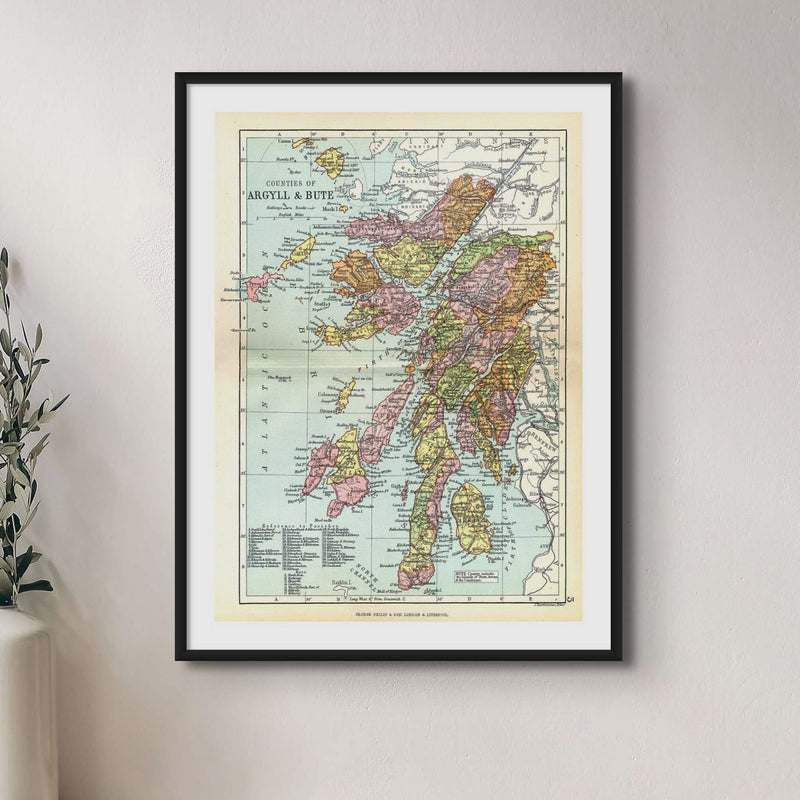 Argyll and Bute Map Print - Framed