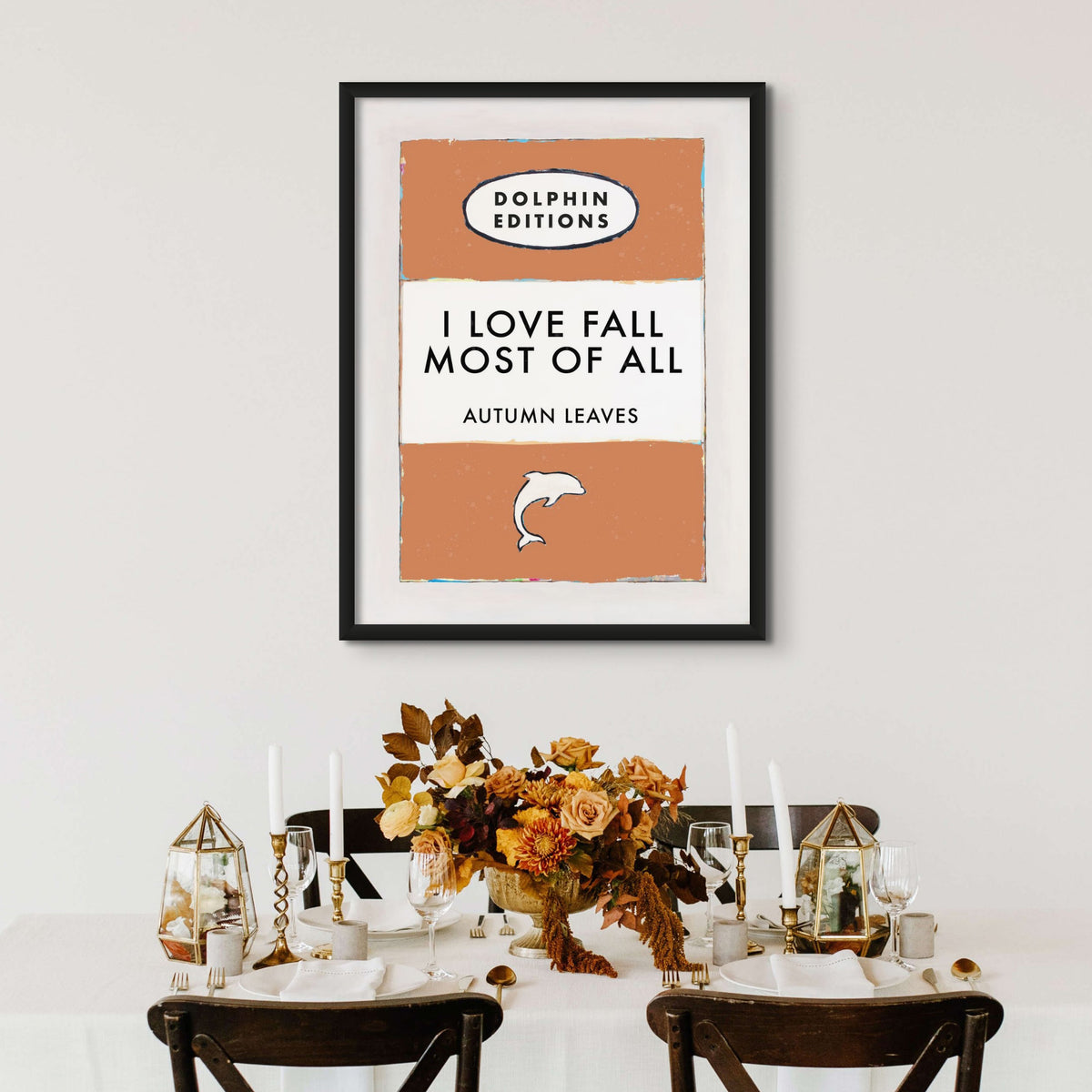 Autumn Leaves Quote on Vintage Book Cover  Print - Framed