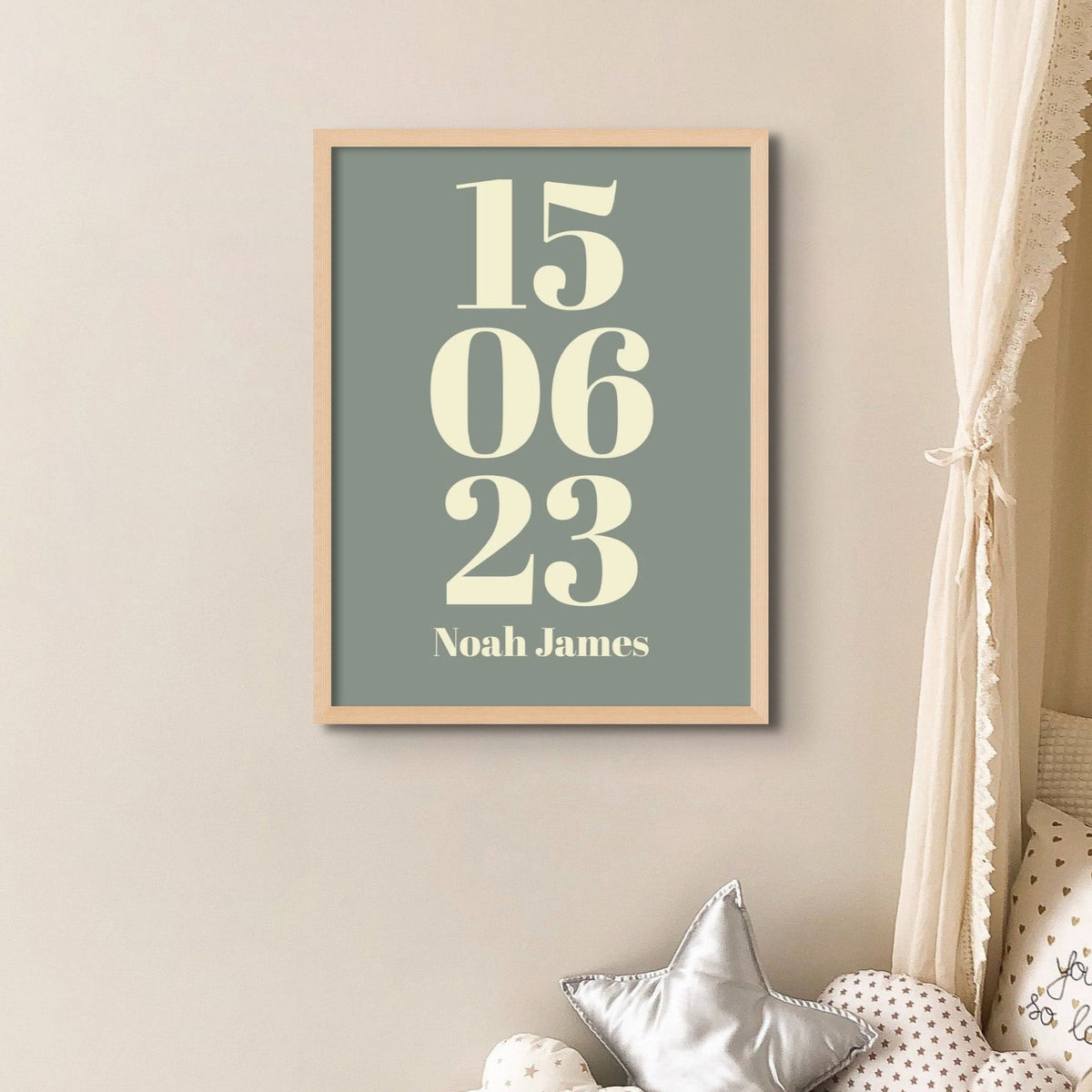 Personalised Date Art | Custom Special Date Print | Olive Green - Unframed