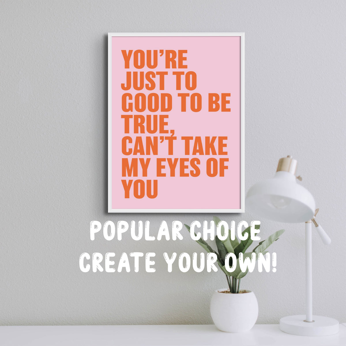 Personalised Quote Art |Your Quote in Block Type | Black & White - Framed