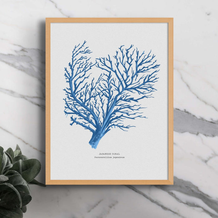 Coral Print | Marine Blue Coral Painting No 1 - Framed