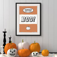 Boo! | Vintage Halloween Book Cover Print - Framed