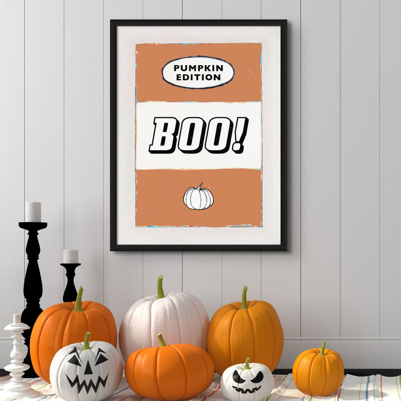 Boo! | Vintage Halloween Book Cover Print - Framed