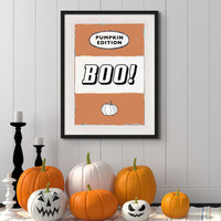 Boo! | Vintage Halloween Book Cover Print - Unframed