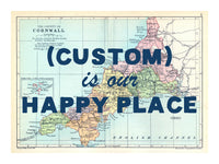 Personalised Quote on Map Print | Personalised Vintage Map Picture - Unframed