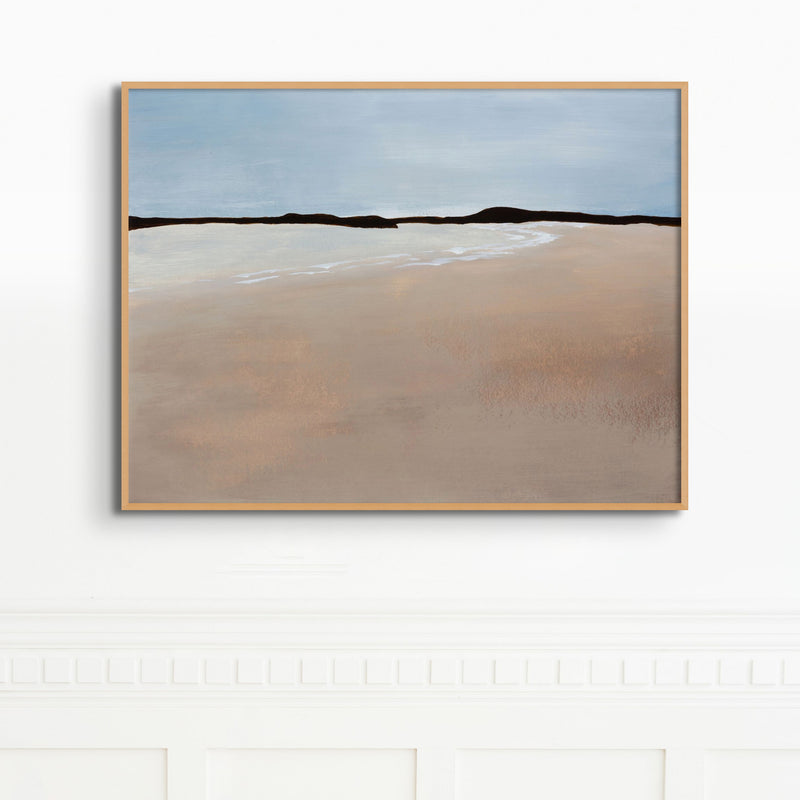 Calm Bay Painting | Minimal Abstract Coastal Painting Wall Art - Framed Canvas