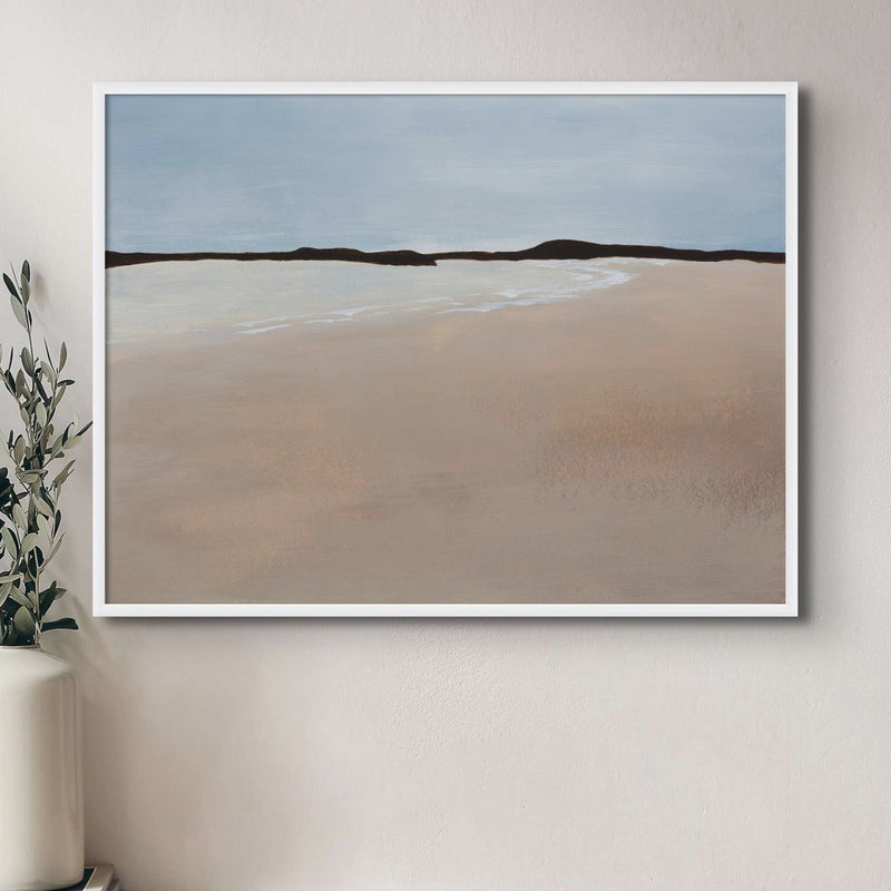 Calm Bay Painting | Minimal Abstract Coastal Painting Wall Art - Framed Canvas