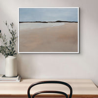 Calm Bay Painting | Minimal Abstract Coastal Painting - Framed Wall Art