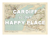 Personalised Quote on Map Print | Personalised Vintage Map Picture - Framed