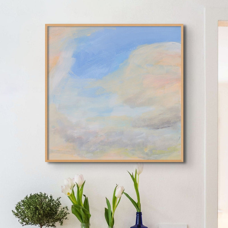 Coastal Cloud Painting | Sea Painting - Framed Canvas