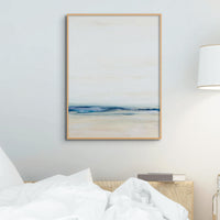 Blue Coastal Painting | Abstract Beach Painting - Framed Wall Art