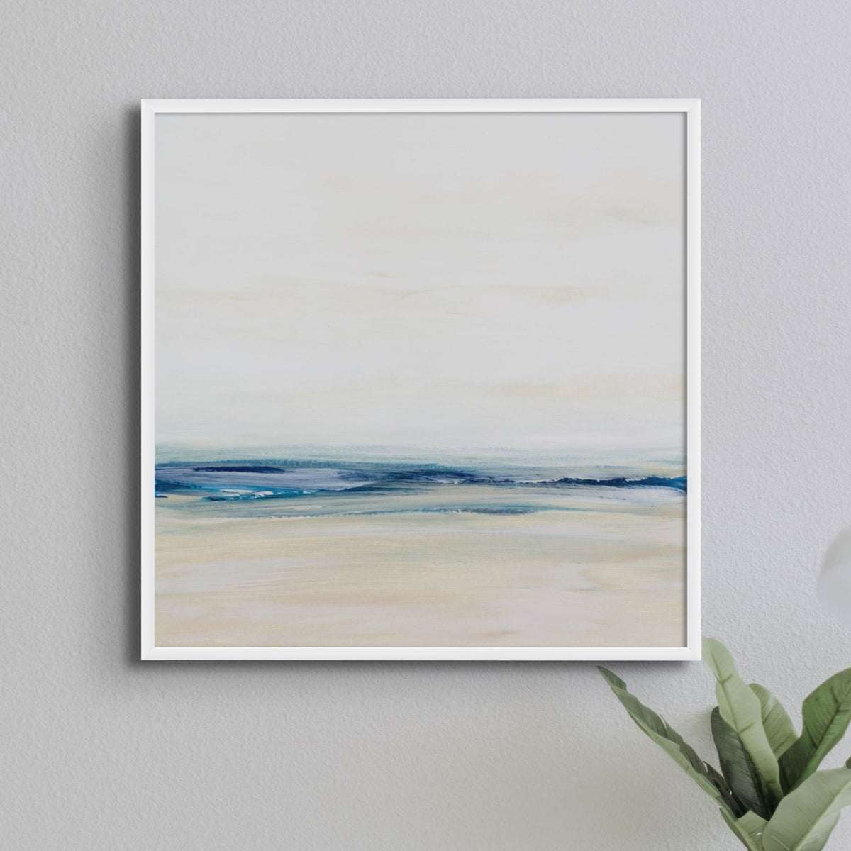 Coastal Study | Square Beach Painting | Abstract Beach Painting - Framed Canvas