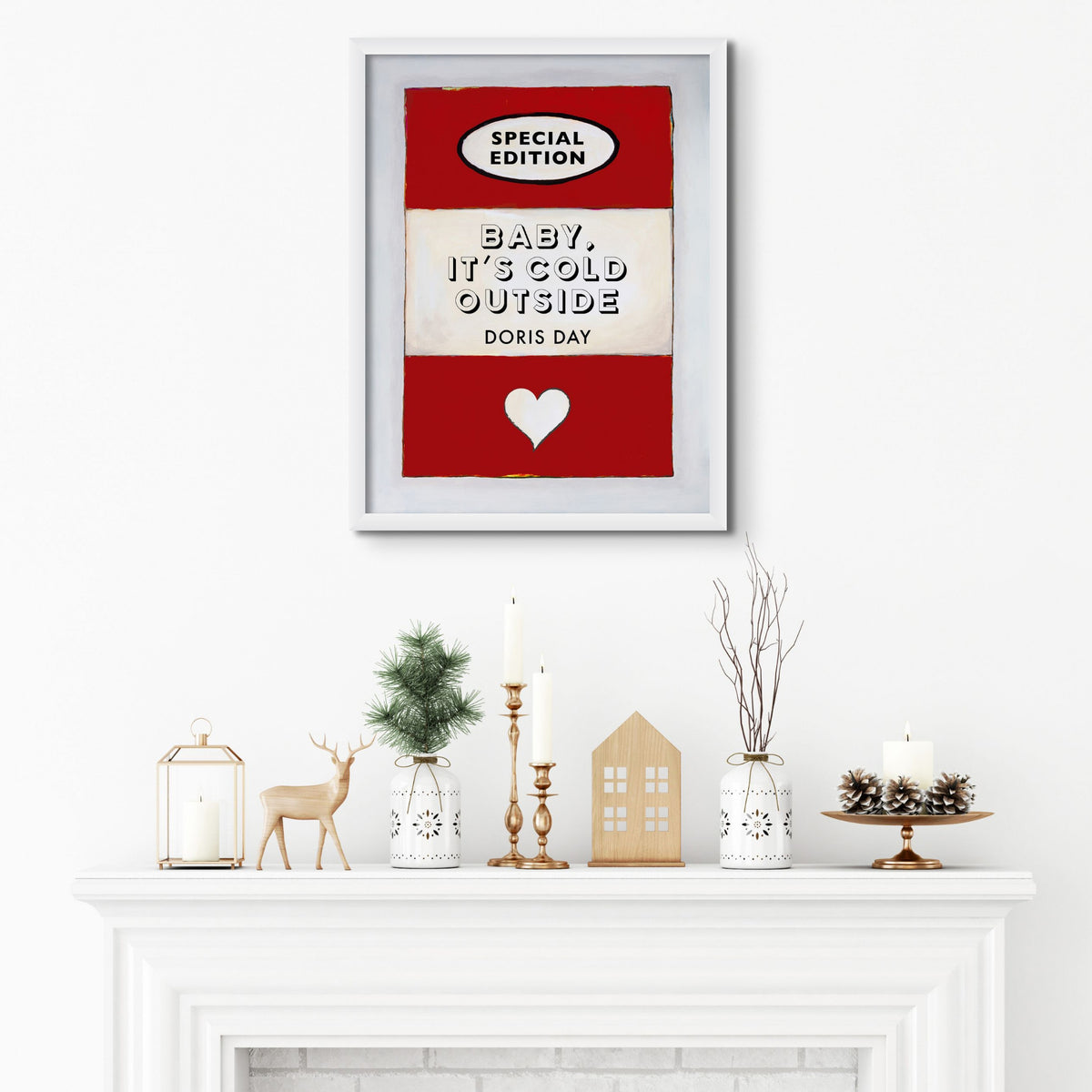 Cold Outside (Red) Christmas & Holiday Print  - Framed