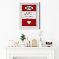 Cold Outside (Red) Christmas & Holiday Lyric Book Cover Art - Unframed
