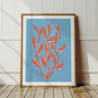 Abstract Colourful Seaweed Art Print No 1 | Coastal Graphic Wall Decor | Handcrafted Lino Cut Design - Unframed