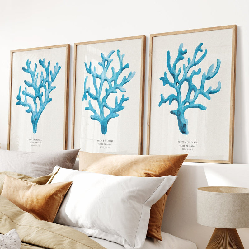 coral art print - original coral painting from beach house art. blue coral wall art